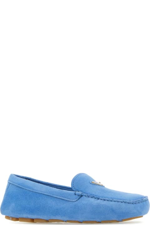 Prada Flat Shoes for Women Prada Turquoise Suede Loafers