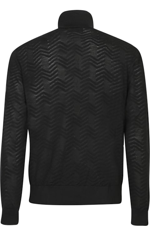 Missoni Clothing for Men Missoni Black Zigzag High Neck Sweater