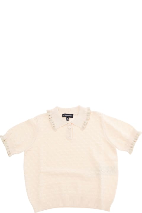 Homeware Emporio Armani Beige T-shirt With Spread Collar In Cotton Girl
