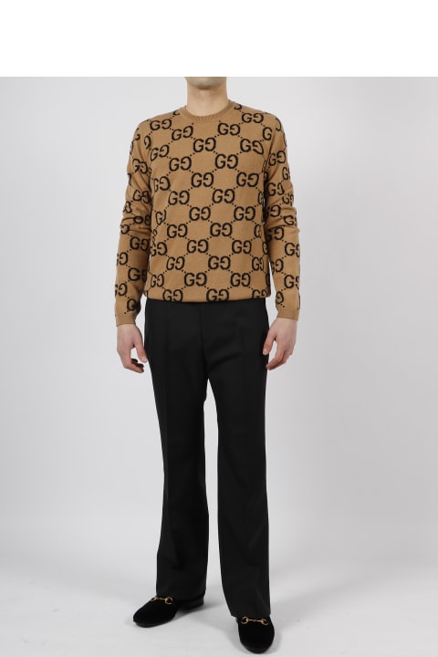 Gucci Sweaters for Men Gucci Sweater In Wool Gg Camel