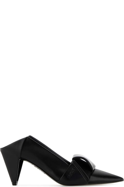Loewe Black Leather Origami Mules
