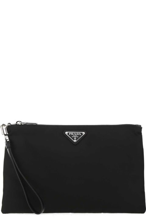 Investment Bags for Men Prada Black Re-nylon Clutch