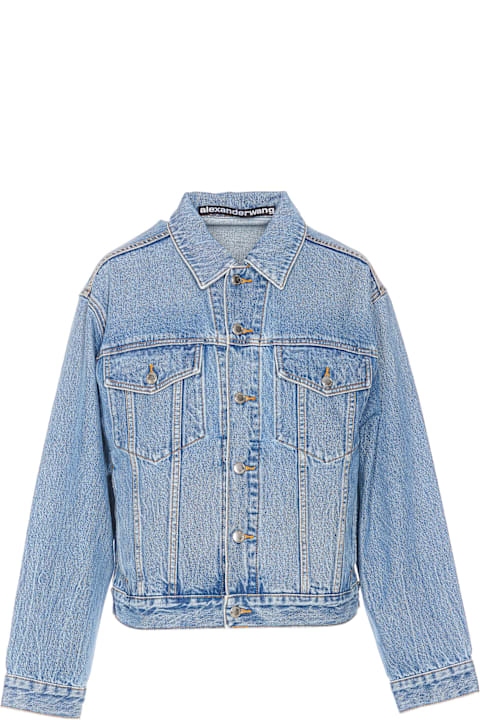 Alexander Wang Coats & Jackets for Women Alexander Wang Embossed Logo Trucker Denim Jacket