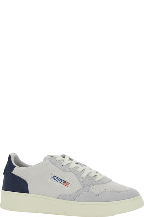 Homeware Autry 
medalist Low
 Blue Sneaker With Contrasting Back Patch In Leather And Suede Man