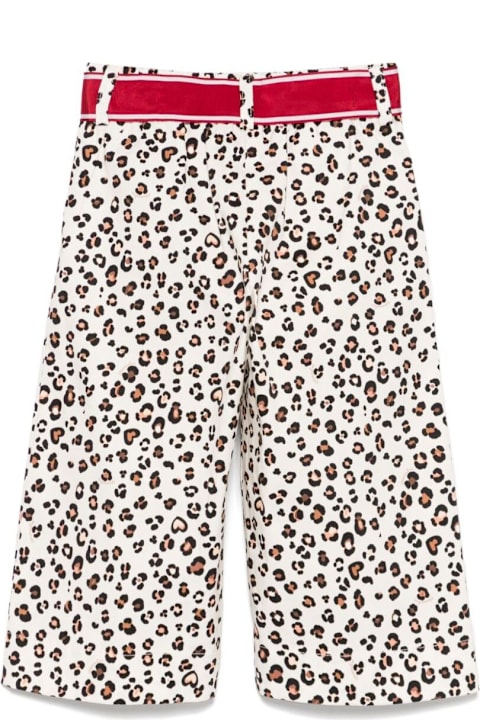 Monnalisa Bottoms for Girls Monnalisa Multicolor Pants With Leopard Print And Front Bow Detail In Cotton Girl