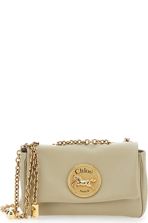 Chloé for Men Chloé 'heritage' Beige Shoulder Bag With Chain-link Shoulder Strap And Logo Plaque On The Front In Leather Woman