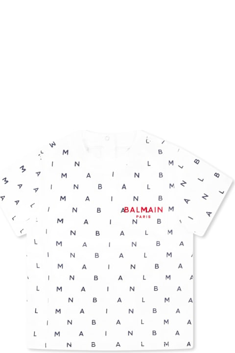 Balmain لـ Kids Balmain White T-shirt For Babykids With Logo