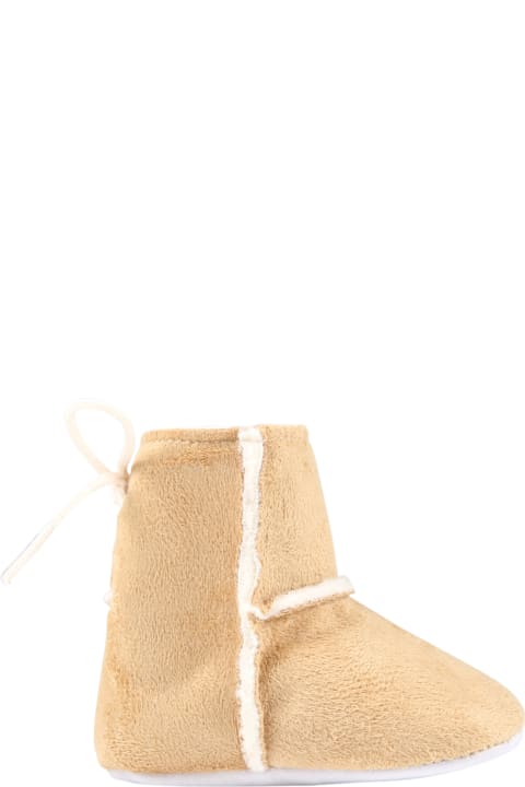 Beige Boots For Baby Girl With Ivory Details