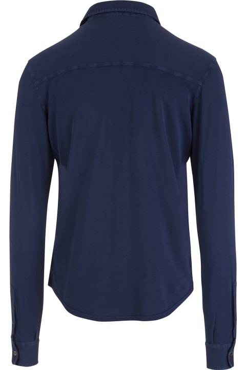 メンズ Fedeliのシャツ Fedeli Teorema Shirt In Royal Blue Cotton Piqué