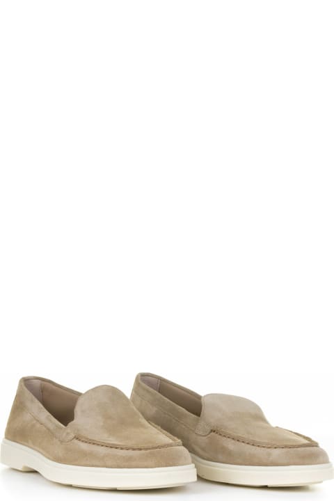Santoni Flat Shoes for Women Santoni Brown Moccasin In Suede And Rubber Sole