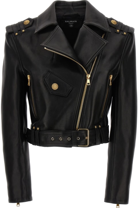 Balmain Coats & Jackets for Women Balmain Black Lambskin Jacket