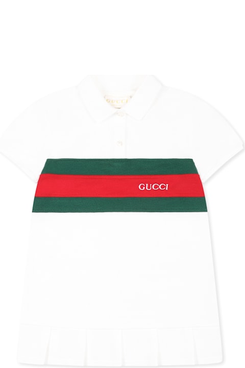 Gucci for Baby Girls Gucci White Dress For Baby Girl With Web Detail