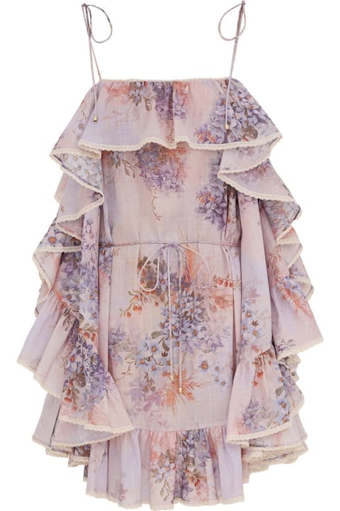 インテリア Zimmermann Mini Dress With Ruffles "cascadian"