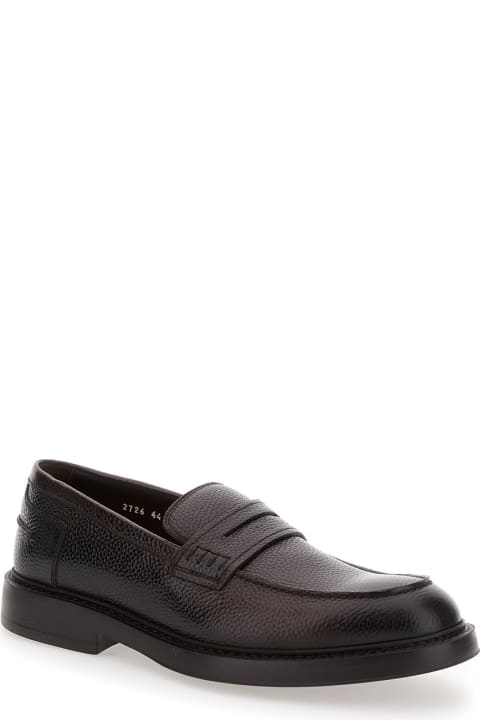 Doucal's Loafers & Boat Shoes for Men Doucal's 'adler' Brown Slip-on Loafers In Hammered Leather Man