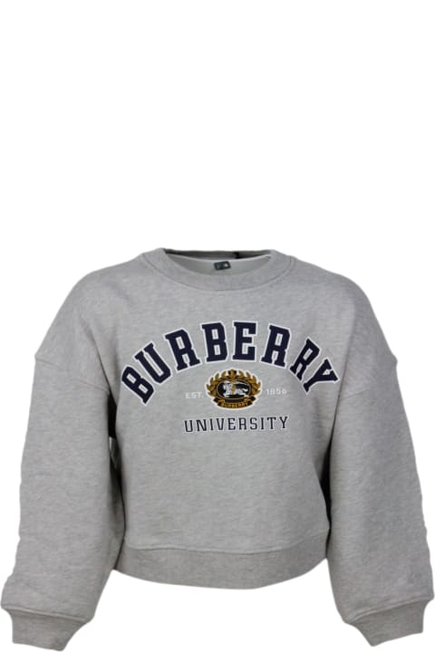 Sweaters & Sweatshirts for Boys Burberry Crewneck Sweatshirt In Cotton Jersey With Logo Print And University Writing On The Front