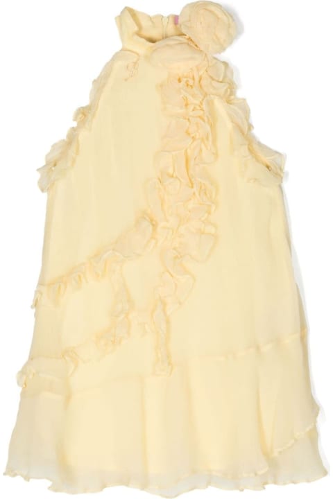 Miss Blumarine for Kids Miss Blumarine Pastel Yellow Ruffled Chiffon Dress