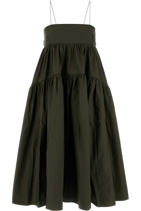 Cecilie Bahnsen for Women Cecilie Bahnsen Bottle Green Poplin Dress