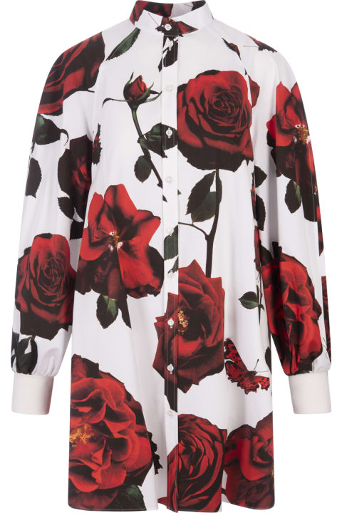 Alexander McQueen for Women Alexander McQueen Short Shirt Dress With Tudor Rose Print
