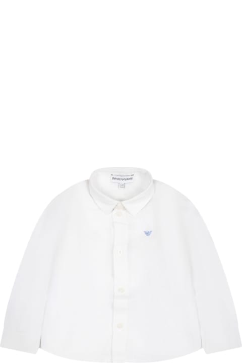 ベビーガールズ Emporio Armaniのシャツ Emporio Armani White Shirt For Baby Boy With Iconic Eagle