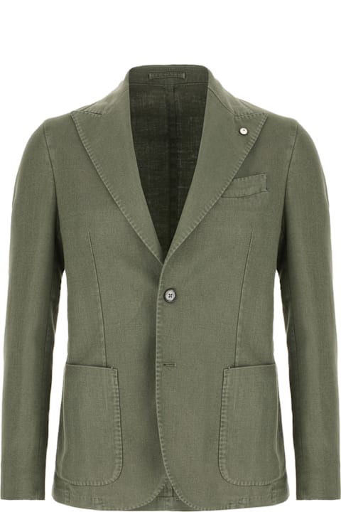 L.B.M. 1911 Clothing for Men L.B.M. 1911 Olive Green Linen Blend Blazer
