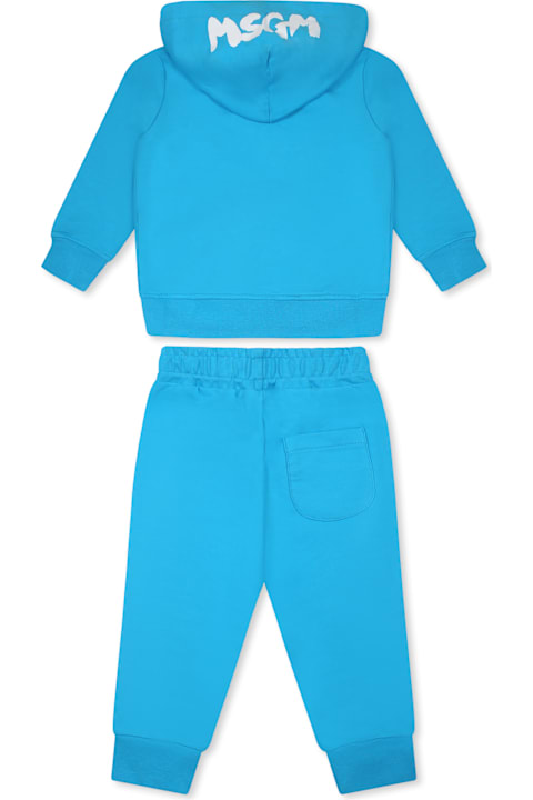 MSGM for Baby Girls MSGM Light Blue Suit For Babykids With Logo
