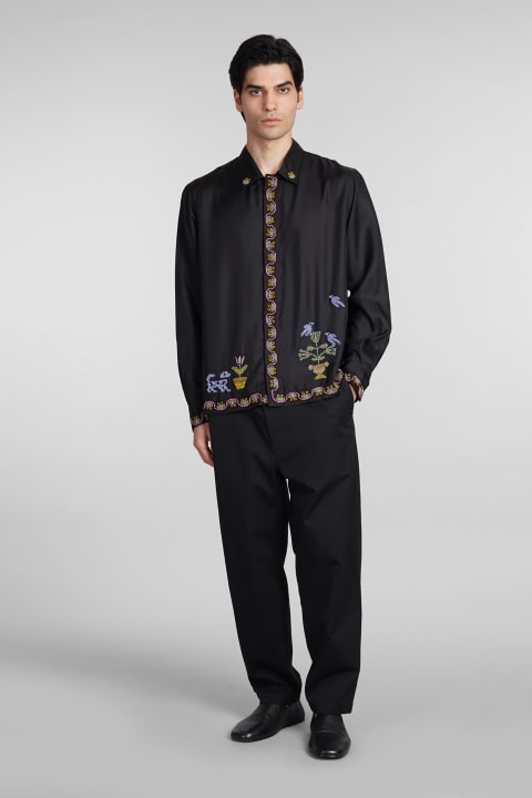 Clothing for Men Bode Shirt In Black Silk