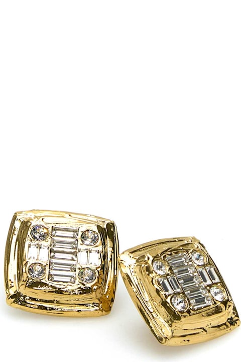 Amina Muaddi Earrings for Women Amina Muaddi Embellished Metal Jeanne Earrings