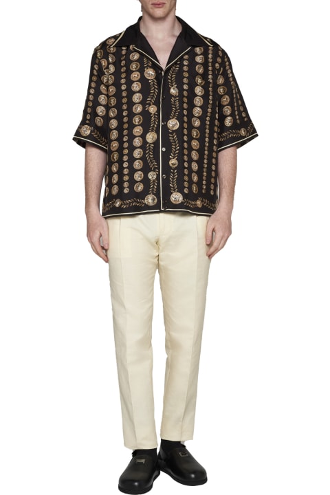 Dolce & Gabbana Clothing for Men Dolce & Gabbana Bowling Shirt With All-over Coin Print In Silk