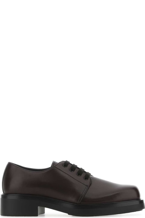 Prada Laced Shoes for Women Prada Aubergine Leather Lace-up Shoes