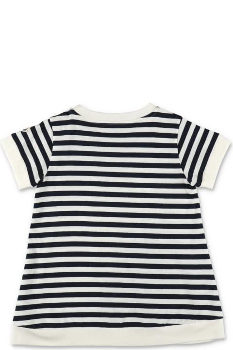 T-Shirts & Polo Shirts for Girls Moncler Moncler T-shirt Blu E Bianca A Righe In Jersey Di Cotone Bambina