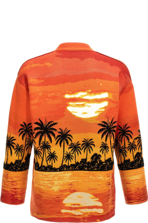 Alanui Sweaters for Men Alanui Kerala Sunset Drop Shoulder Intarsia Knit Cardigan