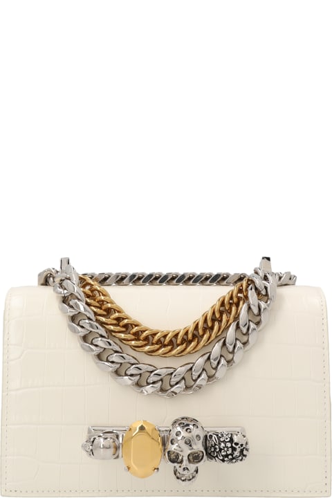 Alexander McQueen Bags for Women Alexander McQueen Ivory Jewelled Satchel Mini Bag With Chain