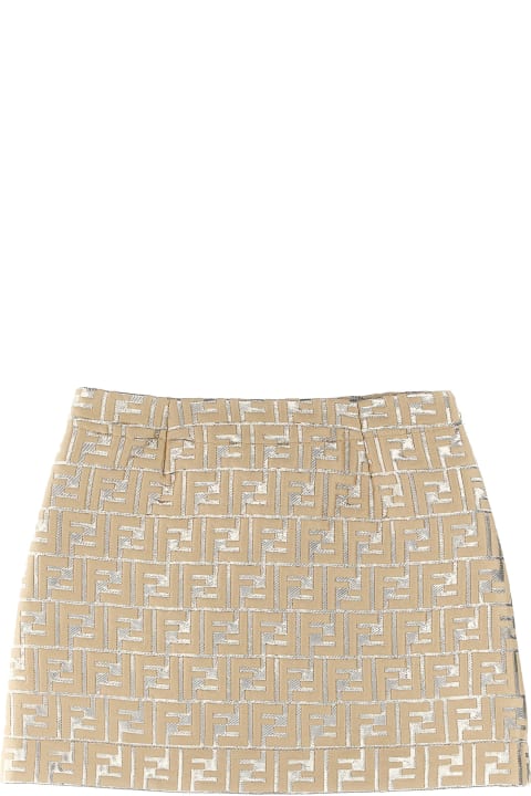 Fendi Bottoms for Girls Fendi Brocade Logo Skirt