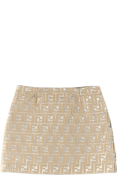 Fendi Bottoms for Girls Fendi Logo Brocade Skirt