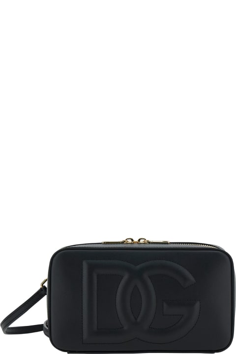 Clutches for Women Dolce & Gabbana Black Crossbody Bag With Quilted Dg Logo In Leather Woman
