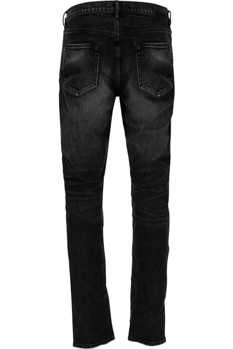 Jeans for Men Purple Brand Black Skinny Jeans With Rips In Stretch Cotton Denim Man
