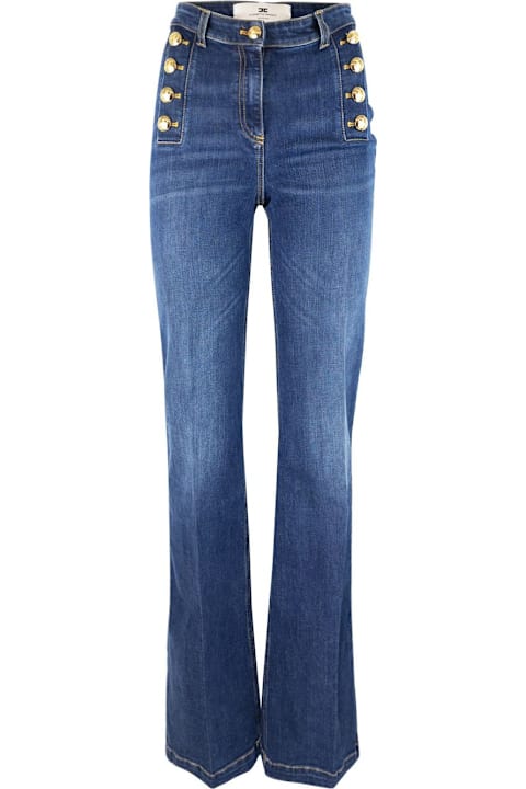 Elisabetta Franchi Jeans for Women Elisabetta Franchi Side Button Placket Bell-bottom Stretch Jeans