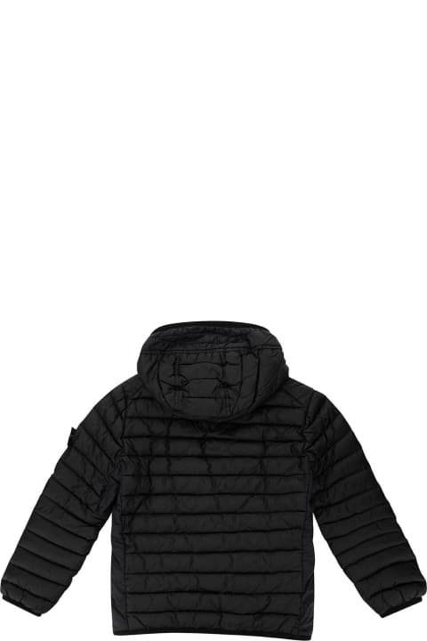 Stone Island Coats & Jackets for Women Stone Island Black Down Jacket With Hood And Logo Patch In Polyamide Boy
