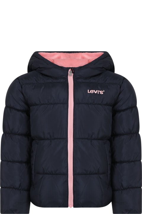 ガールズ Levi'sのコート＆ジャケット Levi's Blue Jacket For Girl With Logo