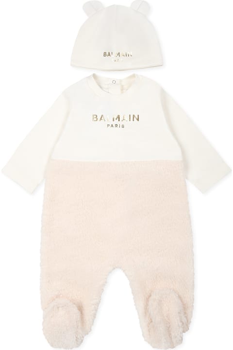 Homeware Balmain Ivory Babygrow Set For Babykids With Logo
