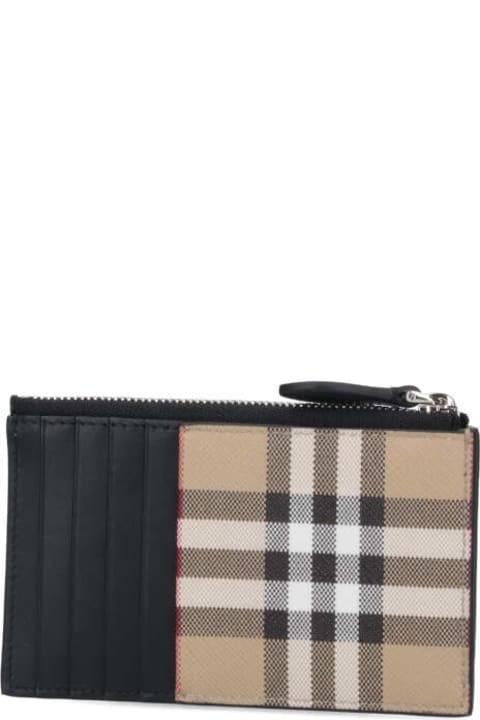 Wallets for Men Burberry Vintage Check Zipped Card Case