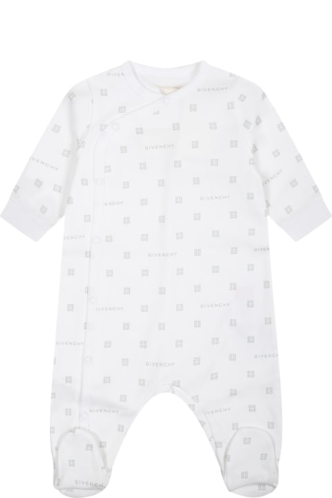 ベビーガールズ ボディスーツ＆セットアップ Givenchy White Onesie For Babies With Logo