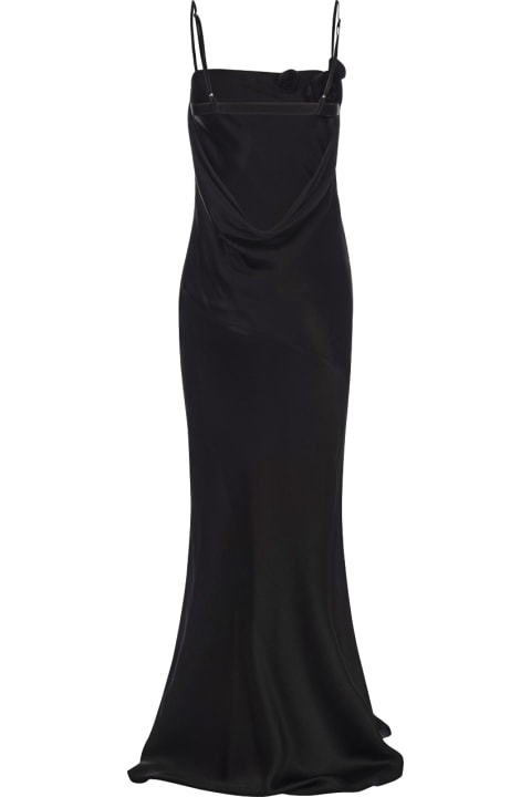 ウィメンズ新着アイテム Blumarine Long Black Dress With Decor Rose
