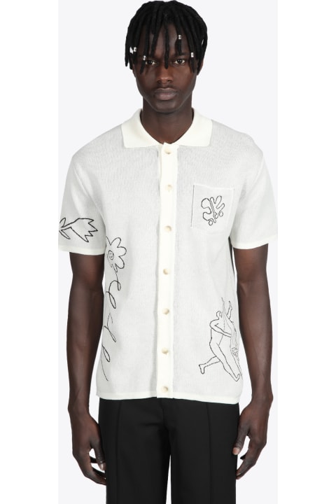 Upside Down Off-white knitted shirt with flower and humans - Upside Down