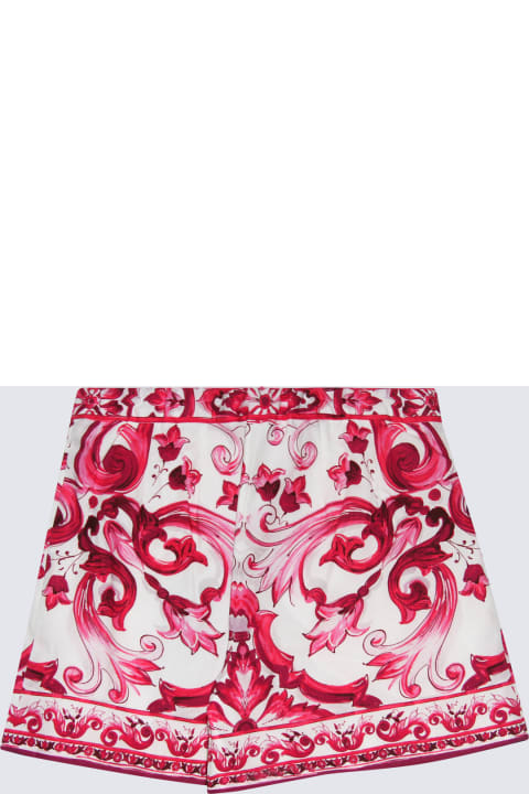 Dolce & Gabbana Bottoms for Boys Dolce & Gabbana Maioliche Fuchsia Cotton Shorts