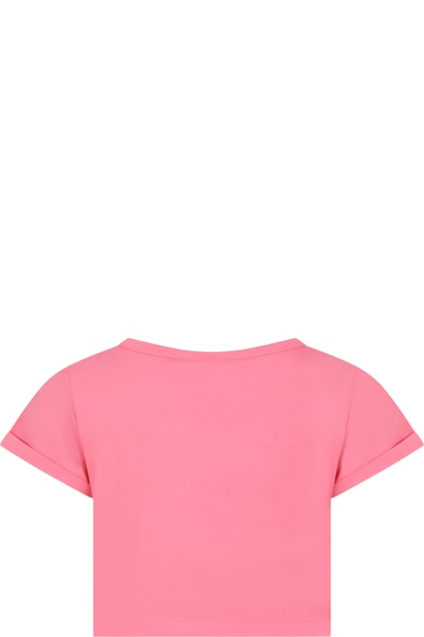 GCDS Mini T-Shirts & Polo Shirts for Girls GCDS Mini Pink T-shirt For Girl With Patterned Logo