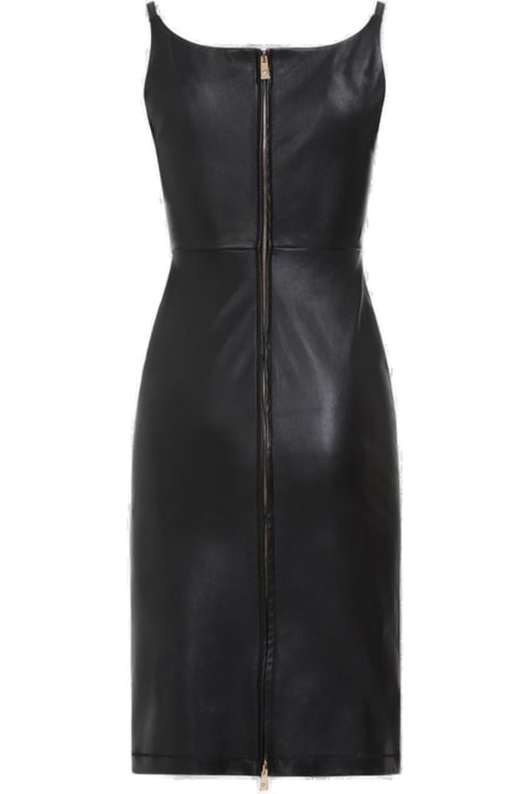 Versace for Women Versace Zip-up Sleeveless Leather Dress