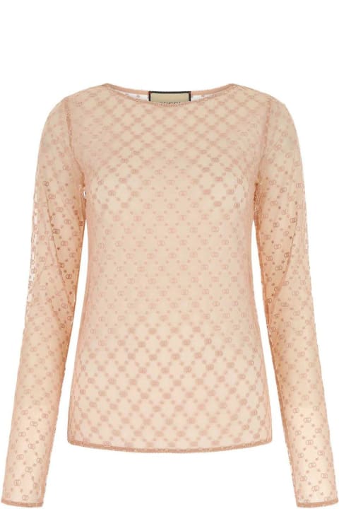 Gucci for Women Gucci Embroidered Mesh Top