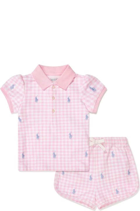 Fashion for Kids Ralph Lauren Pink Piqué Polo And Shorts Set With Pony