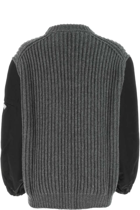 Clothing Sale for Women Prada Dark Grey Wool Blend Oversize Sweater
